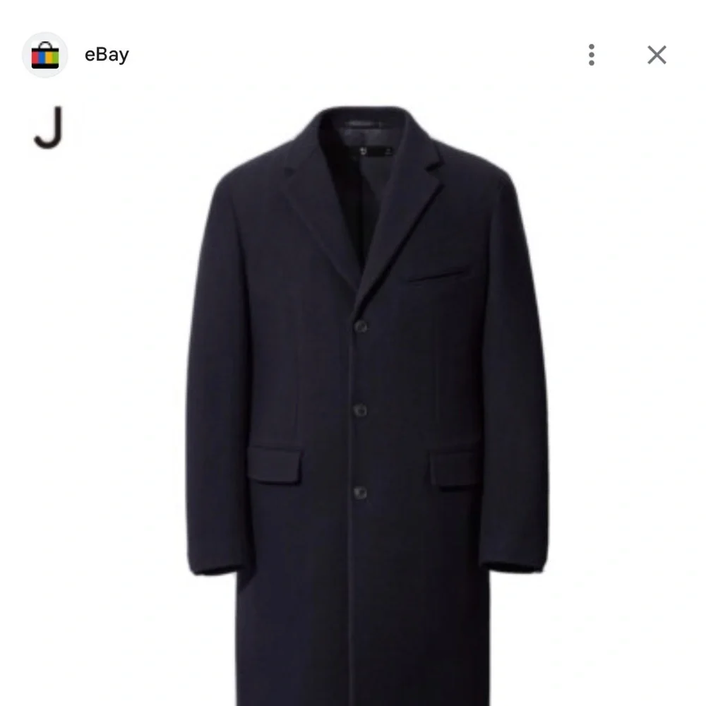 Uniqlo x Jil Sander Wool Coat L Black Single Breasted Minimalist Overcoat - Picture 2 of 8